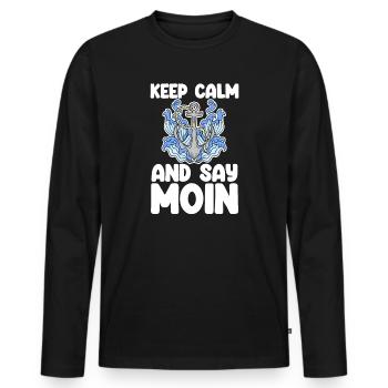 North Sea Low German Saying Moin - Men's Premium Organic Long Sleeve Shirt - black - Front - Nico (187cm)