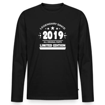 2019 - Jahrgang 2019 - Baujahr 2019 Spruch - Männer Premium Bio Langarmshirt - Schwarz - Vorne - Nico (187cm)