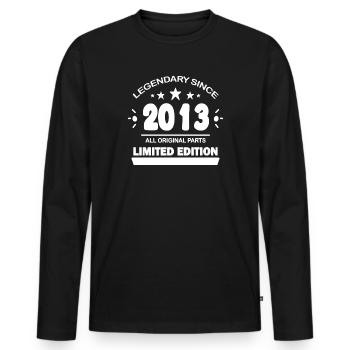 2013 - Jahrgang 2013 - Männer Premium Bio Langarmshirt - Schwarz - Vorne - Nico (187cm)