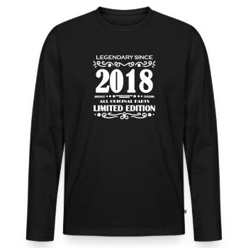 2018 - Year 2018 - Year of construction 2018 Spruch - Men's Premium Organic Long Sleeve Shirt - black - Front - Nico (187cm)