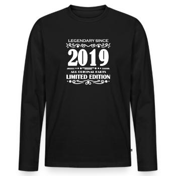 2019 - Jahrgang 2019 - Baujahr 2019 Spruch - Männer Premium Bio Langarmshirt - Schwarz - Vorne - Nico (187cm)
