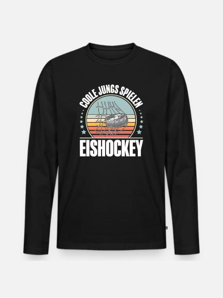 Eishockey - Männer Premium Bio Langarmshirt - Schwarz