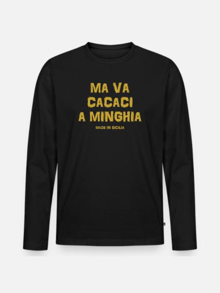 Sicilia t-shirt maglietta testo siciliano - Maglia a manica lunga ecologica premium da uomo - nero