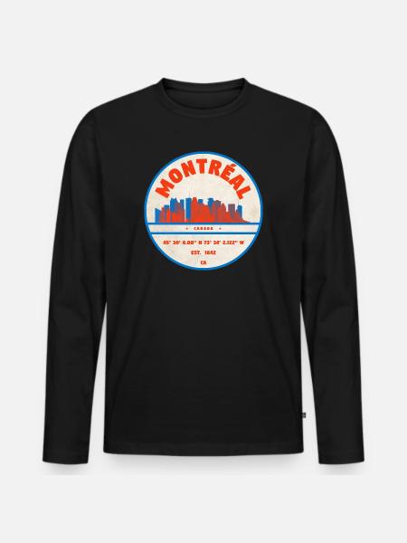 Montréal Canada Skyline Emblem Design - Men's Premium Organic Long Sleeve Shirt - black