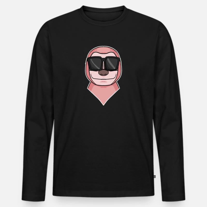 Faultier mit Sonnenbrille - Männer Premium Bio Langarmshirt - Schwarz