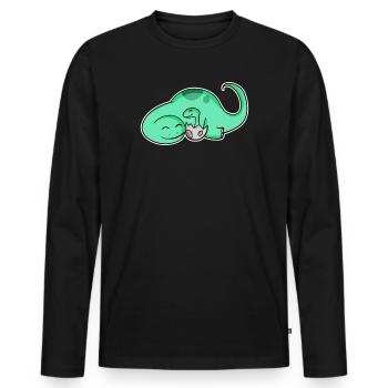 Dinosaurier mit Baby Dinosaurier - Männer Premium Bio Langarmshirt - Schwarz - Vorne - Nico (187cm)