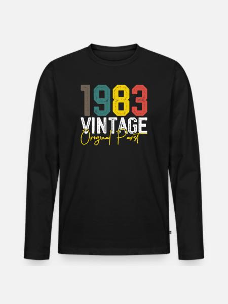 Originale Teile von 1983 - Männer Premium Bio Langarmshirt - Schwarz