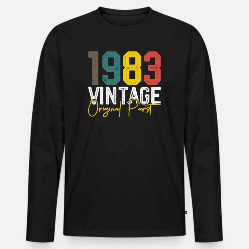 Originale Teile von 1983 - Männer Premium Bio Langarmshirt - Schwarz