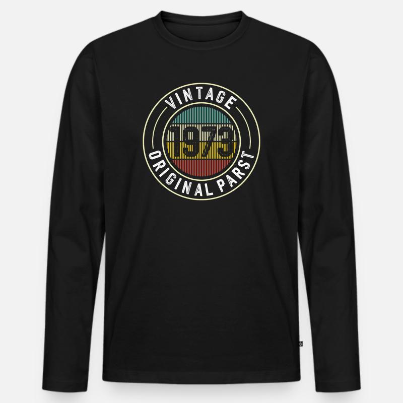 Originalteile-Abzeichen von 1973 - Männer Premium Bio Langarmshirt - Schwarz