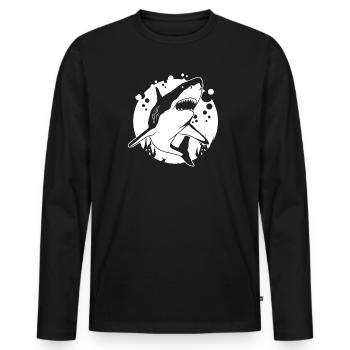 Shark - Men's Premium Organic Long Sleeve Shirt - black - Front - Nico (187cm)