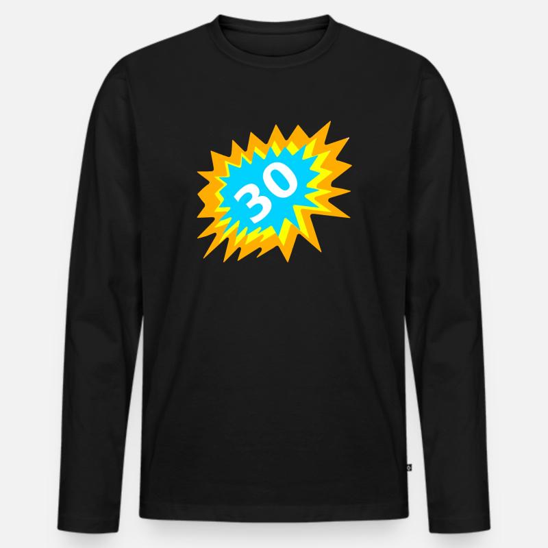 feiern, 30 bunt - Männer Premium Bio Langarmshirt - Schwarz