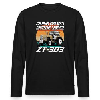 Deutsche Traktor Legende ZT303 - Männer Premium Bio Langarmshirt - Schwarz - Vorne - Nico (187cm)