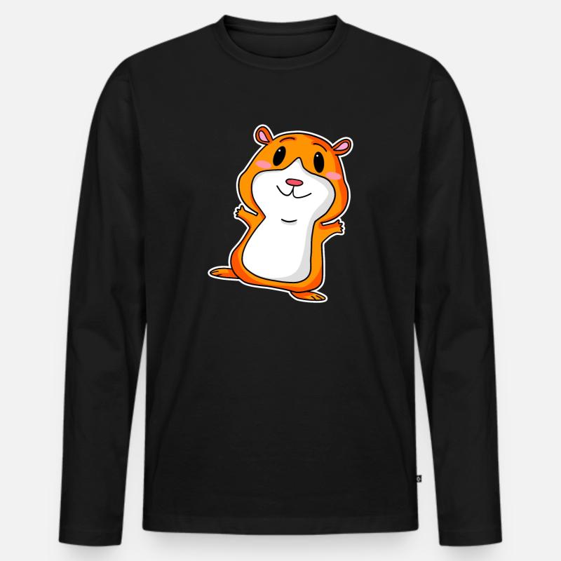 Süßes Meerschweinchen - Männer Premium Bio Langarmshirt - Schwarz