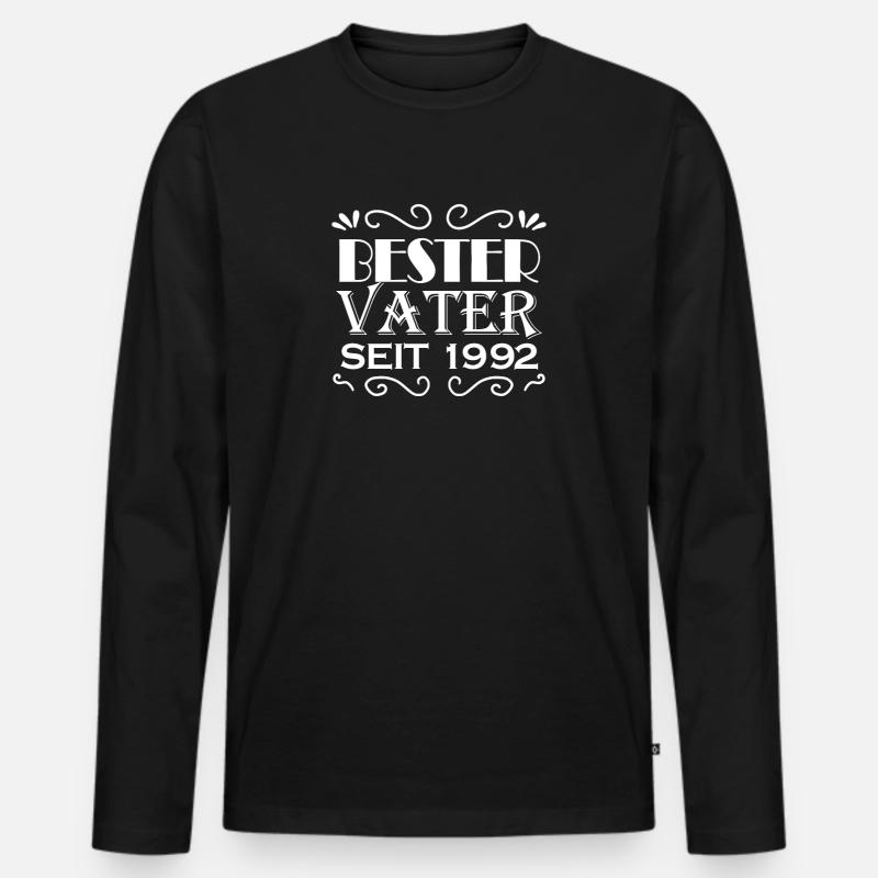 Bester Vater seit 1992 - Männer Premium Bio Langarmshirt - Schwarz