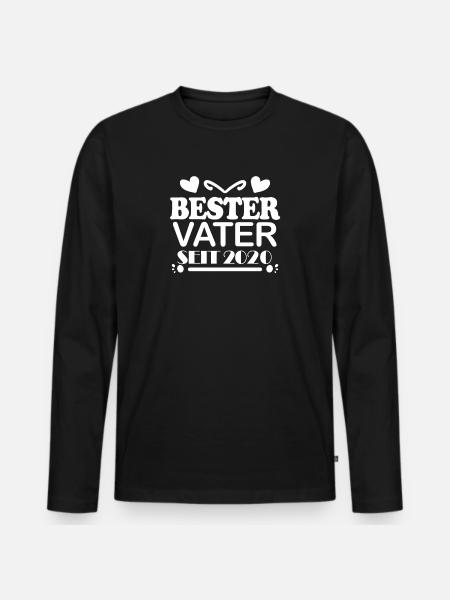 Bester Vater seit 2020 - Männer Premium Bio Langarmshirt - Schwarz