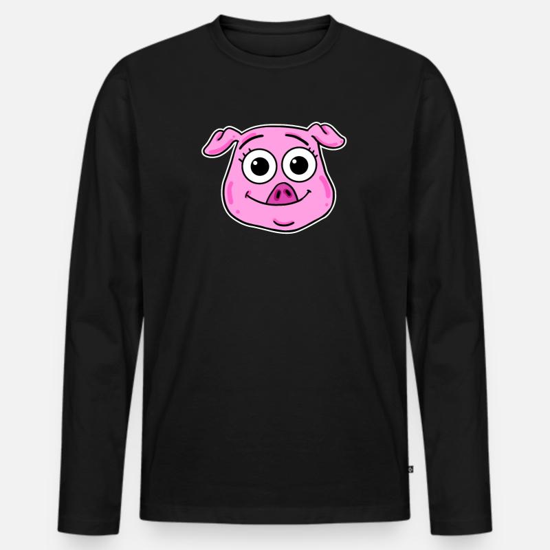 Schwein Kopf Tierkopf - Männer Premium Bio Langarmshirt - Schwarz