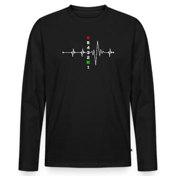 N Puls EKG Neon - Männer Premium Bio Langarmshirt - Schwarz - Vorne - Nico (187cm)