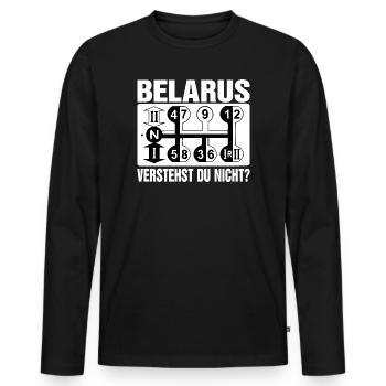 Belarus Gangschaltung - Du wirst es nie verstehen - Männer Premium Bio Langarmshirt - Schwarz - Vorne - Nico (187cm)