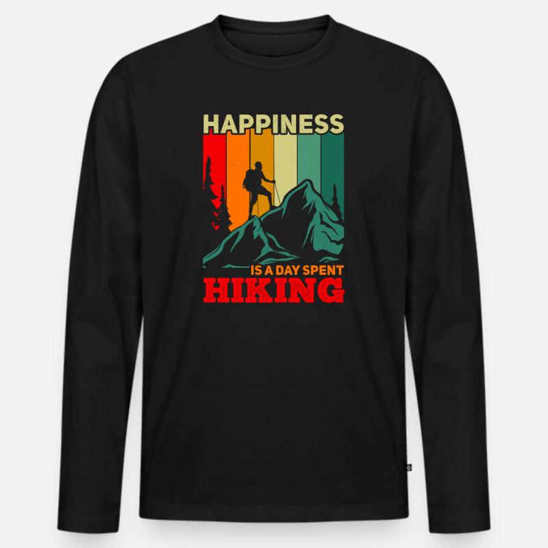 Wanderglück Farbpalette - Männer Premium Bio Langarmshirt - Schwarz