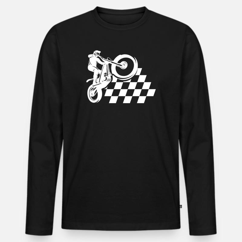 Motorrad, Biker, Motocross - Männer Premium Bio Langarmshirt - Schwarz