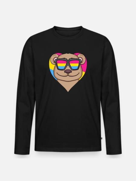 Pansexual Bear Heart Gift - Men's Premium Organic Long Sleeve Shirt - black