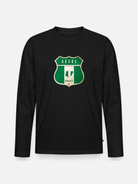 Design du drapeau d'Akure Nigeria - T-shirt manches longues Premium bio Homme - noir