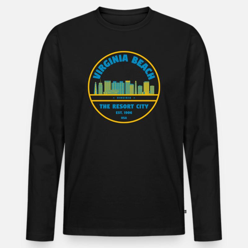 Virginia Beach Skyline Logo - Männer Premium Bio Langarmshirt - Schwarz