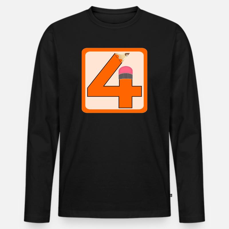 ZAHL 4 - VIER - BLEISTIFT - BUNTSTIFTE - Männer Premium Bio Langarmshirt - Schwarz