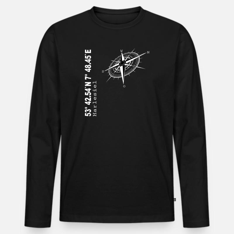 Harlesiel - Männer Premium Bio Langarmshirt - Schwarz