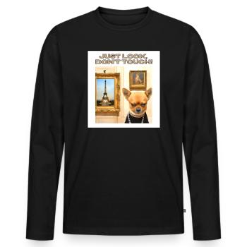 Nur schauen, nicht anfassen - Just Look Dont Touch - Männer Premium Bio Langarmshirt - Schwarz - Vorne - Nico (187cm)