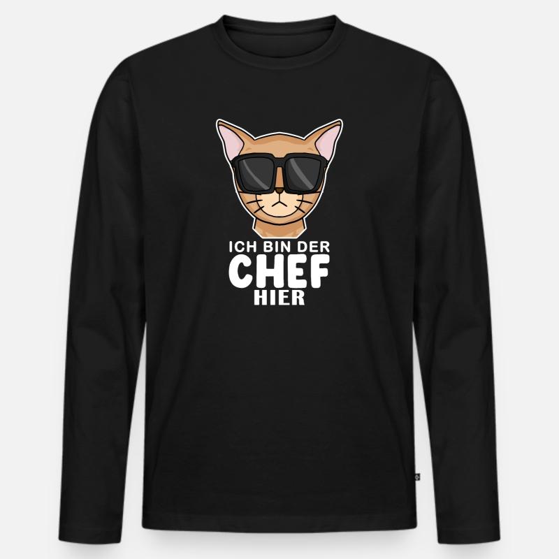 coole Katze - Abessinierkatze Katze Spruch - Männer Premium Bio Langarmshirt - Schwarz