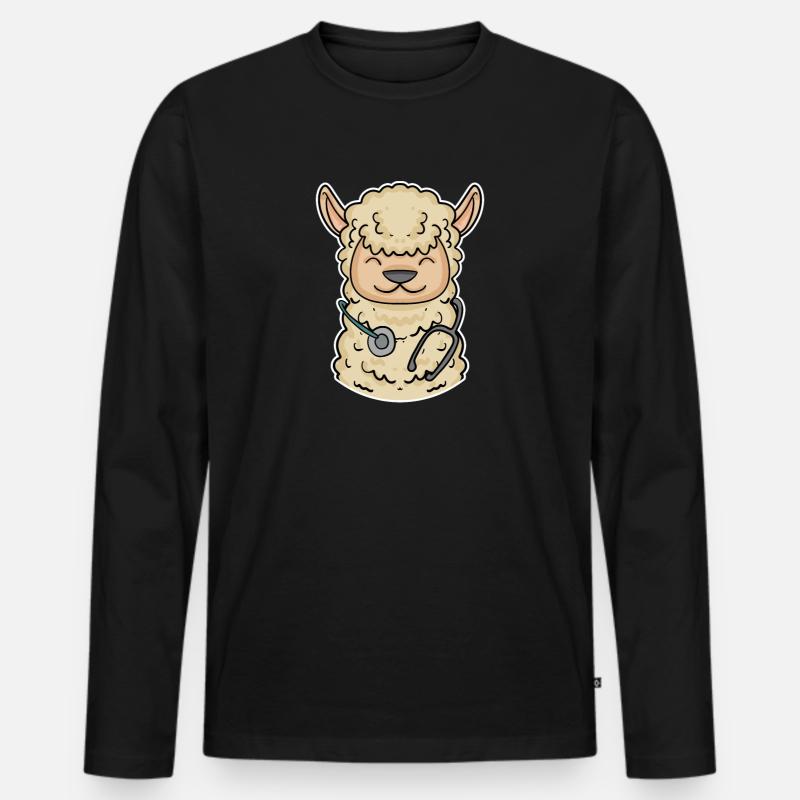 Alpaka Arzt - Männer Premium Bio Langarmshirt - Schwarz