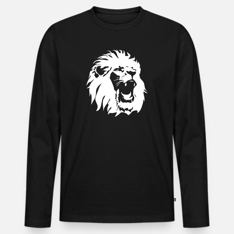 Löwenkopf - Männer Premium Bio Langarmshirt - Schwarz
