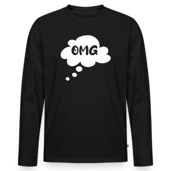 Spruch OMG Wolke Denkblase Sprechblase simpel - Männer Premium Bio Langarmshirt - Schwarz - Vorne - Nico (187cm)