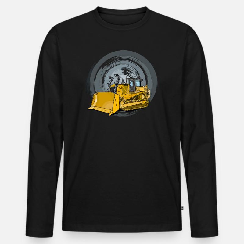 Bulldozer, Planierraupe, Kettenräumer - Männer Premium Bio Langarmshirt - Schwarz