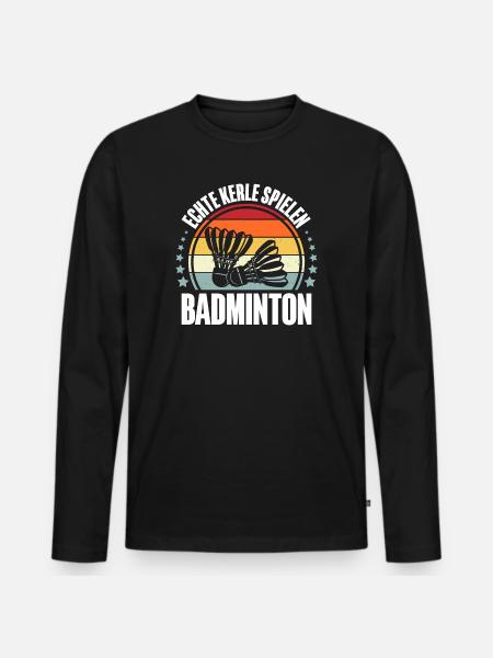 Badminton - Männer Premium Bio Langarmshirt - Schwarz