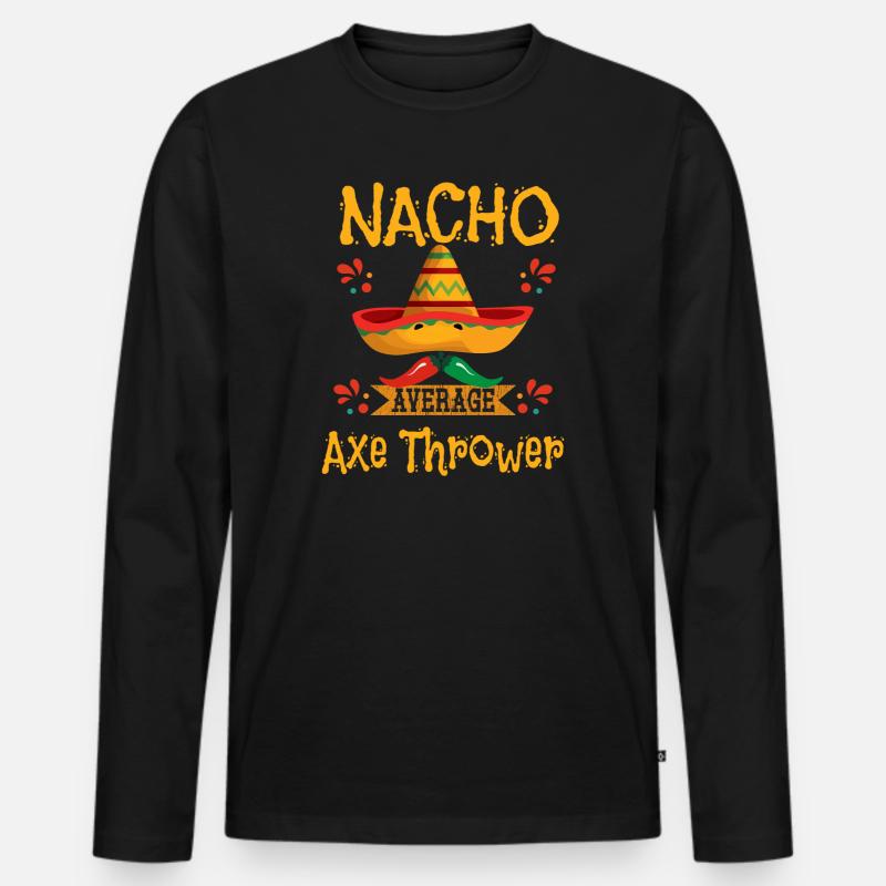 Nacho, durchschnittlicher Axtwerfer - Männer Premium Bio Langarmshirt - Schwarz
