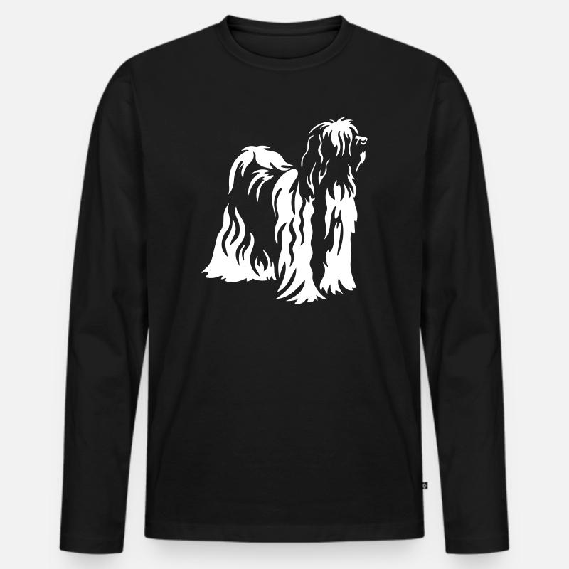 Tibet Terrier "Black Edition" - Männer Premium Bio Langarmshirt - Schwarz