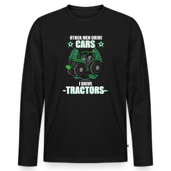 Tracteur, tracteur, agriculteur, agriculteur, agriculture. - T-shirt manches longues Premium bio Homme - noir - Devant - Nico (187cm)