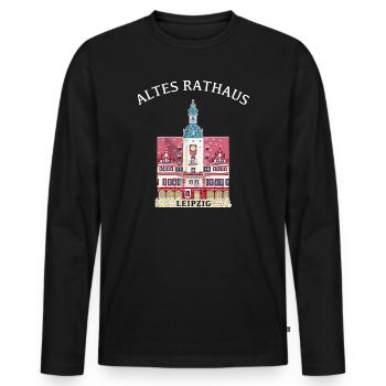 Leipzig, iconic historic town hall, Saxony - Men's Premium Organic Long Sleeve Shirt - black - Front - Nico (187cm)
