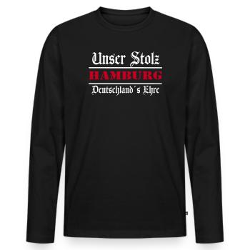 Hamburg , Tradition , Stolz und Ehre Hamburg (25) - Männer Premium Bio Langarmshirt - Schwarz - Vorne - Nico (187cm)