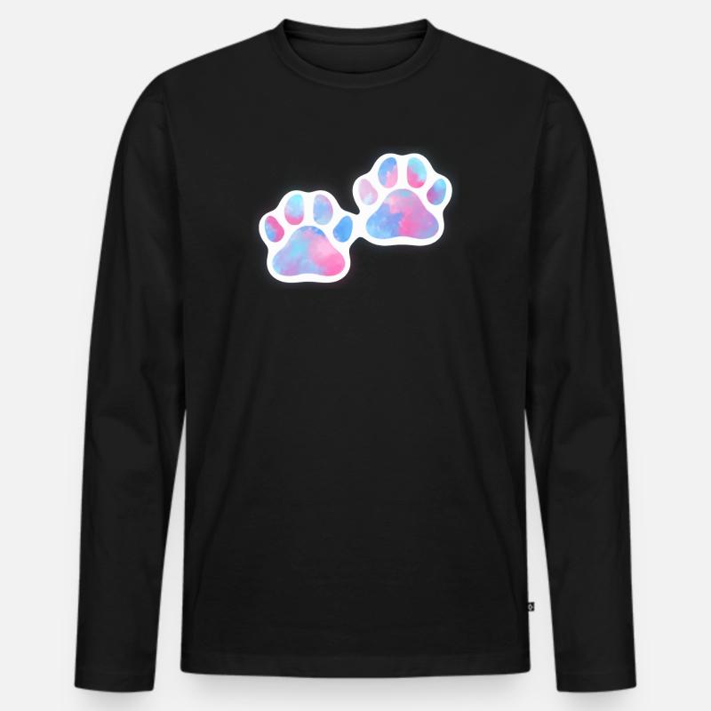 Hundepfoten Galaxy - Männer Premium Bio Langarmshirt - Schwarz