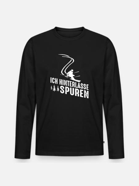 Ich hinterlasse Spuren – Skifahrer - Männer Premium Bio Langarmshirt - Schwarz