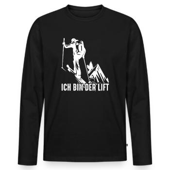 Ich bin der Lift – Skitour Spruch - Männer Premium Bio Langarmshirt - Schwarz - Vorne - Nico (187cm)