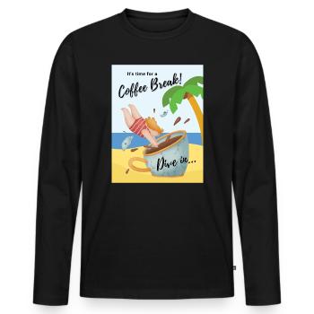 Coffee Break - ItsTime for a Coffee Break Dive in - Men's Premium Organic Long Sleeve Shirt - black - Front - Nico (187cm)