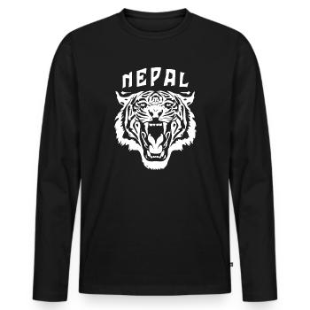 Tête de tigre | Népal - T-shirt manches longues Premium bio Homme - noir - Devant - Nico (187cm)