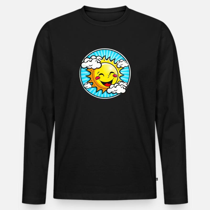 Happy Sun - Männer Premium Bio Langarmshirt - Schwarz