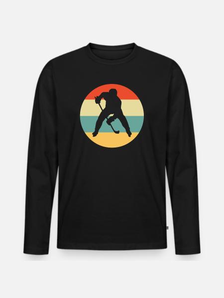 Hockey, Eishockey, Eishockey - Männer Premium Bio Langarmshirt - Schwarz