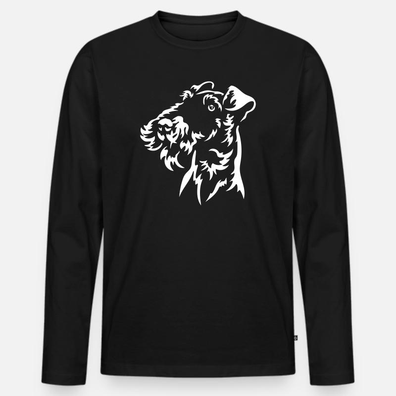 Foxterrier Kopf "Black Edition" - Männer Premium Bio Langarmshirt - Schwarz