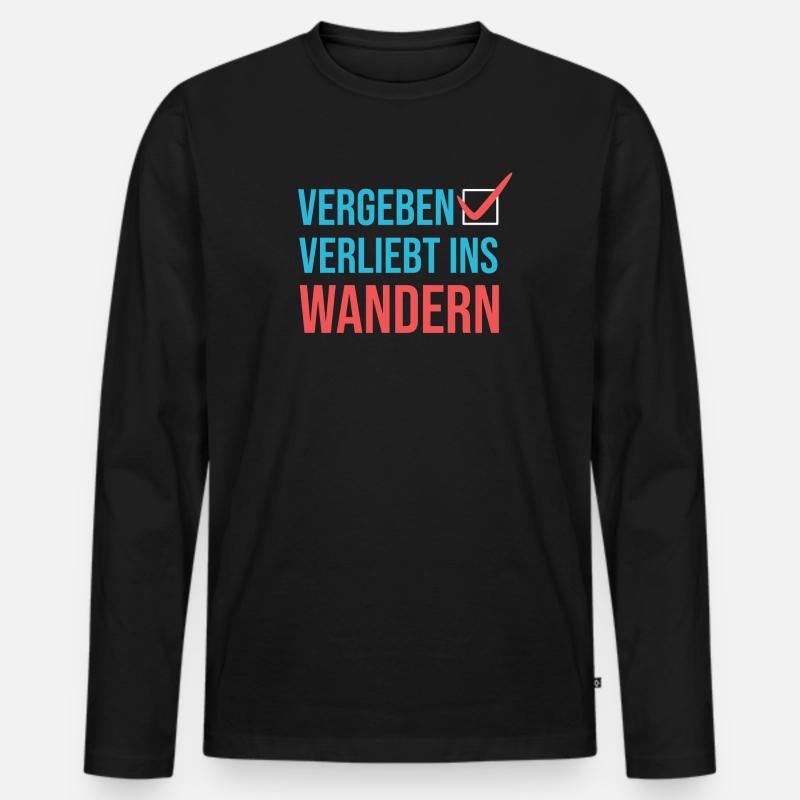 Wandern Klettern Statement Bergwanderung Wanderer - Männer Premium Bio Langarmshirt - Schwarz